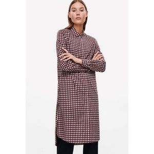 NWT COS Checked Button Down Shirt Dress in Brown 2